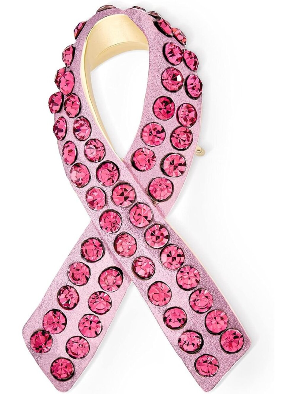 Sparkling Cancer Awareness Ribbon Brooch Pin - Silver & Colorful Crystal Enamel